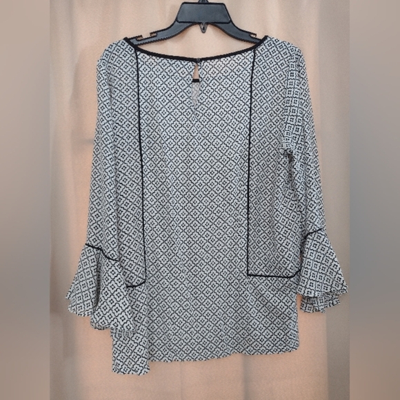 LOFT Medium White/Black Blouse - Picture 4 of 4